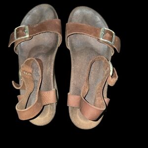 Papillio by Birkenstock Soley Wedge Sandals – Light Cognac Leather – Size 38 N